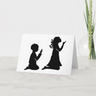 Praying Children Black Silhouettes Card