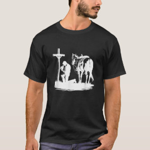 Praying Cowboy Kneeling Cross Western Bible Jesus T-Shirt