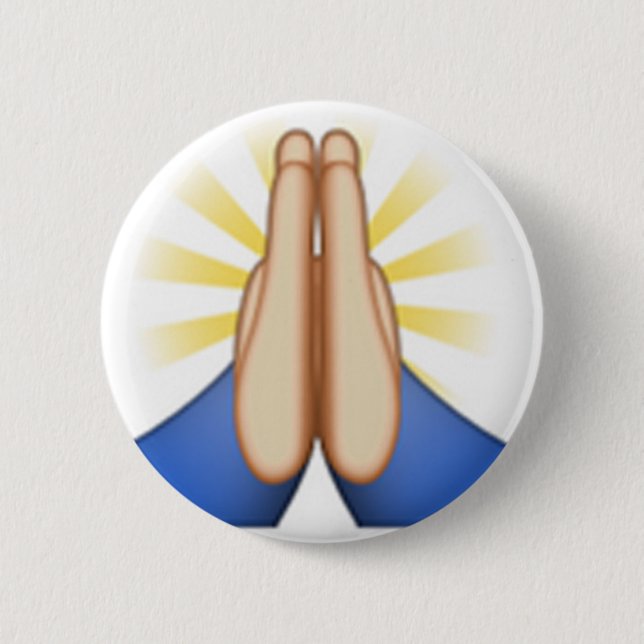 praying emoji 6 cm round badge (Front)