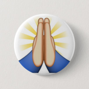 praying emoji 6 cm round badge