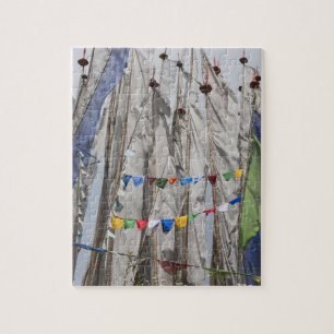 Praying flag poles in mountain, Yotongla Pass 2 Jigsaw Puzzle