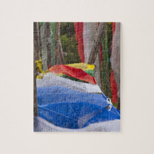 Praying flag poles in mountain, Yotongla Pass 3 Jigsaw Puzzle