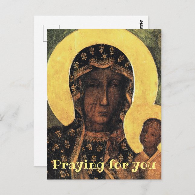 Praying for you Catholic Prayer Black Madonna Icon Postcard (Front/Back)