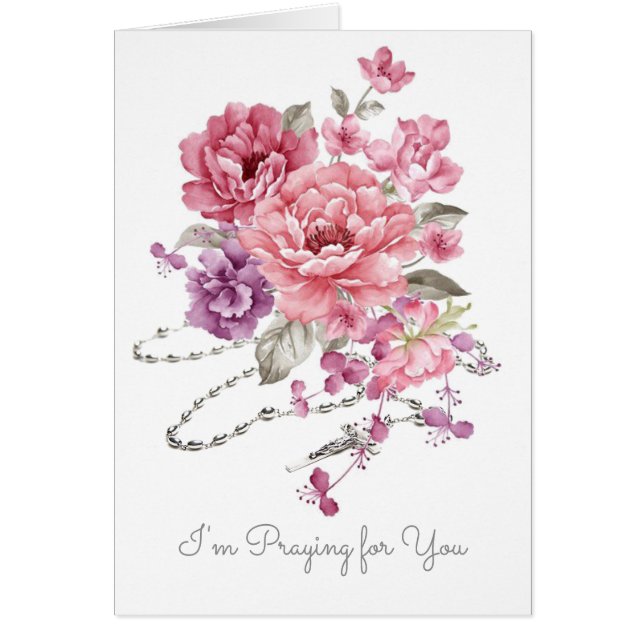 Praying for You  Floral Catholic Holy Rosary (Front)