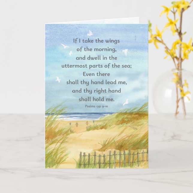 Praying For You Psalms Bible Verse Ocean Beach Card (Yellow Flower)