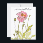 Praying For You Religious Pink Poppies Flowers Postcard<br><div class="desc">"You've been prayed for today" greetings featuring a bright pink poppy flower in full bloom with several buds in various stages of growth hand drawn with sepia ink and watercolor.</div>