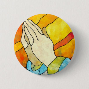 Praying Hands 6 Cm Round Badge
