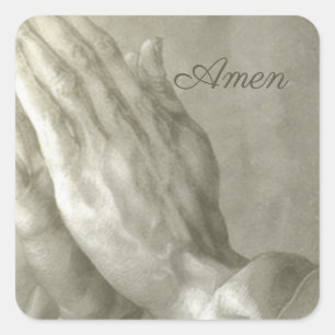 Praying Hands Amen Square Sticker