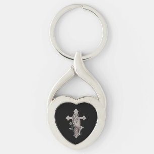 Praying Hands and Cross Key Ring