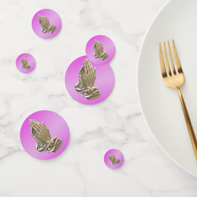 Praying hands baptism communion girls pink confetti (Group)