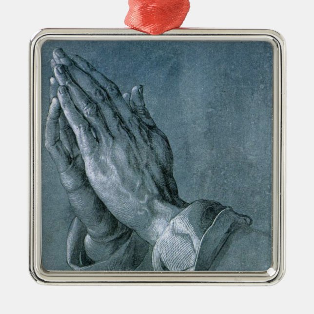 Praying Hands (by Albrecht Dürer) Metal Tree Decoration (Front)
