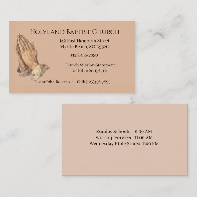 Praying Hands Church Business Cards (Front/Back)