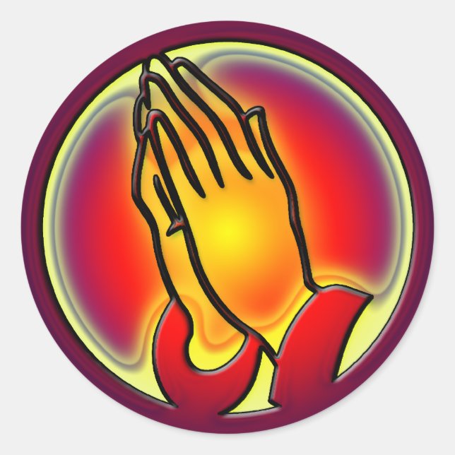 PRAYING HANDS CLASSIC ROUND STICKER (Front)