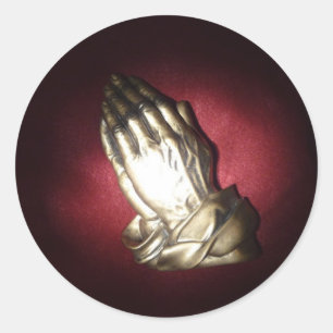 Praying hands classic round sticker