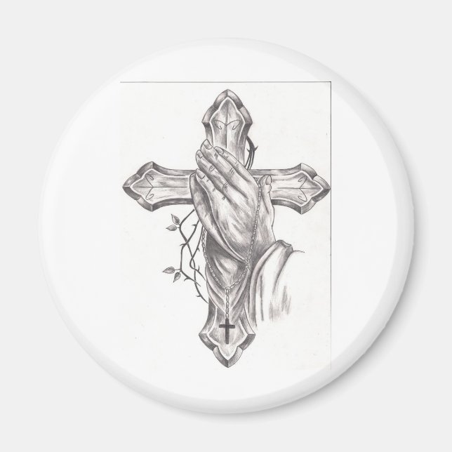 Praying Hands & Cross Magnet (Front)