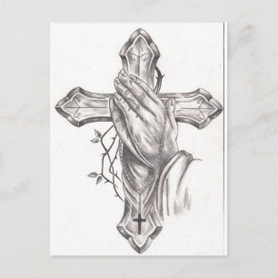 Praying Hands & Cross Postcard