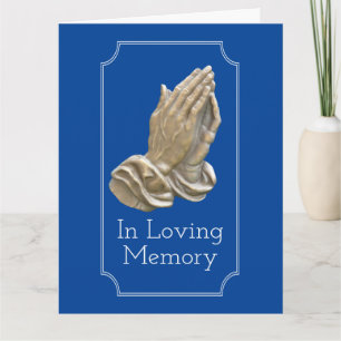 Praying hands in memory of sympathy with poem card