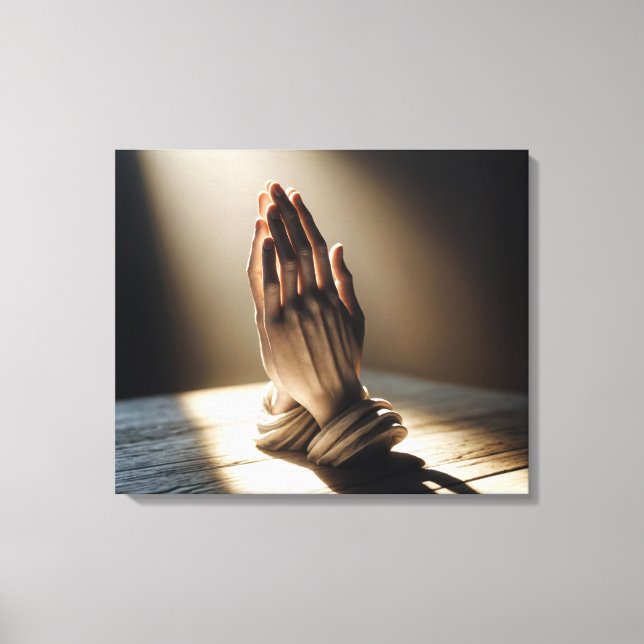 Praying Hands In Sunshine Canvas Print (Front)