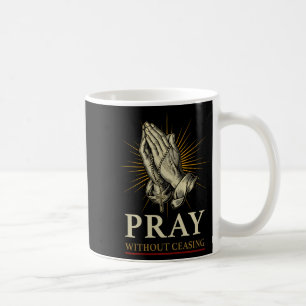 Praying Hands Jesus Cross Rosary Faith Devotion Pr Coffee Mug