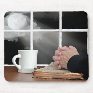 Praying Hands On Bible Mouse Pad