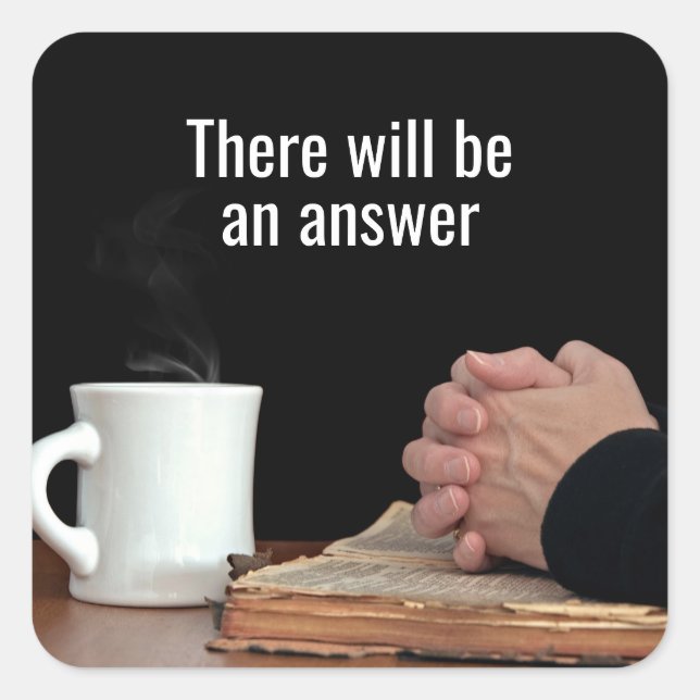 Praying Hands On Old Bible Square Sticker (Front)