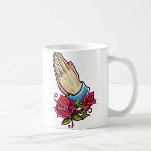 Praying Hands Roses Design Coffee Mug