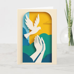 Praying Hands & Soaring Dove Card