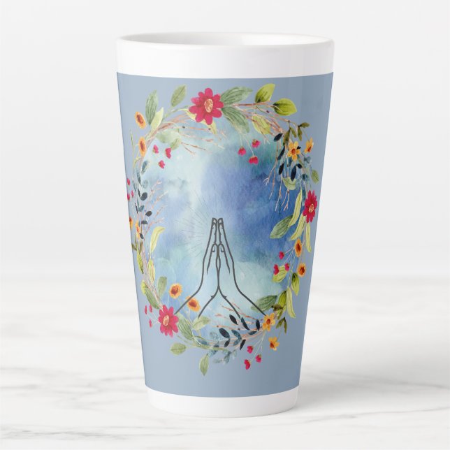 Praying hands watercolor  latte mug (Front)