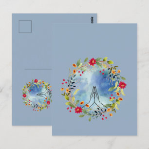 Praying hands watercolor  postcard