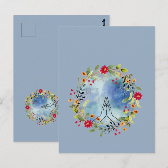 Praying hands watercolor  postcard (Front/Back)
