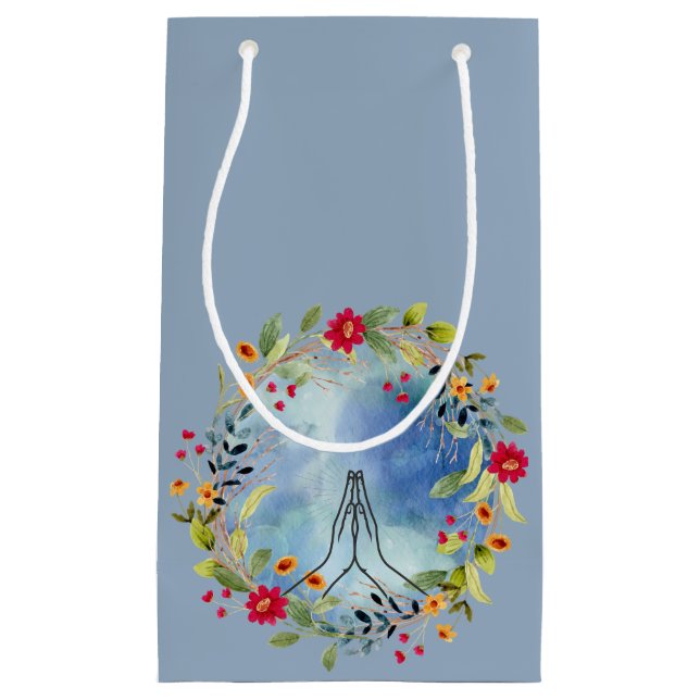 Praying hands watercolor  small gift bag (Front)