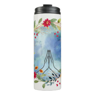 Praying hands watercolor thermal tumbler