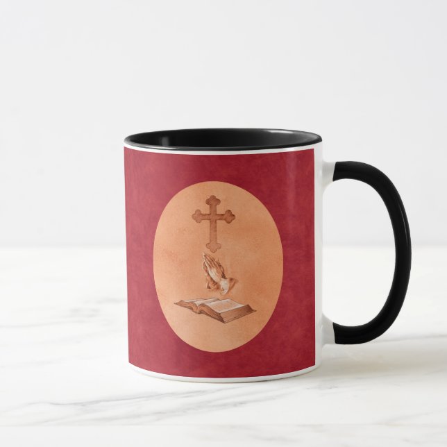 Praying Hands with Cross and Bible Mug (Right)