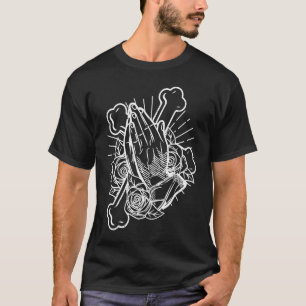 Praying hands with roses and cross T-Shirt