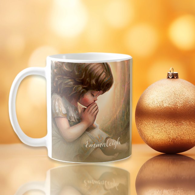 Praying Little Girl Angel Radiant Light Halo Coffee Mug (Creator Uploaded)