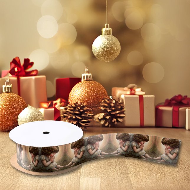 Praying Little Girl Angel Radiant Light Halo Satin Ribbon (Creator Uploaded)