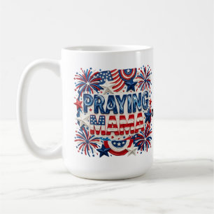 Praying Mama Patriotic Art Print Red, White, Blue Coffee Mug
