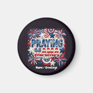 Praying Mama Patriotic Art Print  Red, White, Blue Magnet