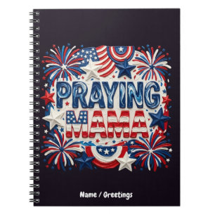 Praying Mama Patriotic Art Print Red, White, Blue Notebook
