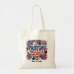 Praying Mama Patriotic Art Print Red, White, Blue Tote Bag