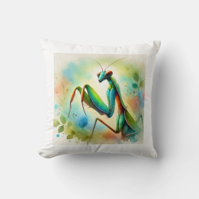 Praying Mantis 031024AREF144 - Watercolor Cushion (Front)