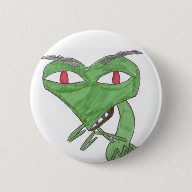 praying mantis 6 cm round badge (Front)