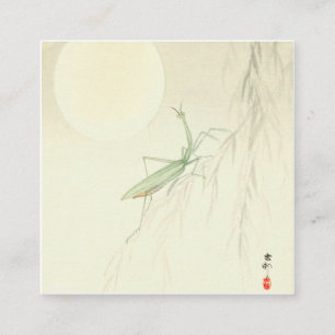 Praying Mantis And Full Moon By Ohara Koson Square Business Card