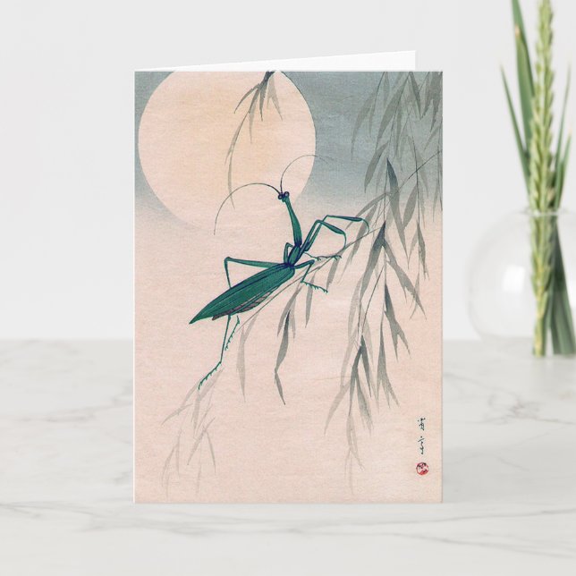 Praying Mantis and the Moon, Watanabe Seitei Card (Front)
