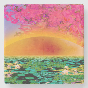 PRAYING MANTIS AT SUNSET STONE COASTER