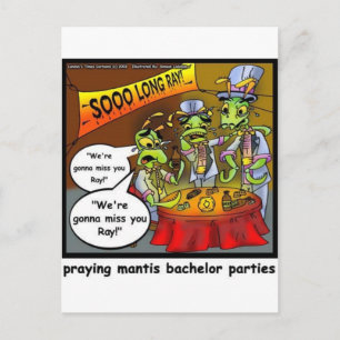 Praying Mantis Batchelor Party Funny Gifts & Tees Invitation Postcard
