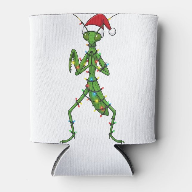 Praying Mantis Christmas Holiday Insect Bug Can Cooler (Front)