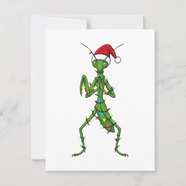 Praying Mantis Christmas Holiday Insect Bug Card (Front)
