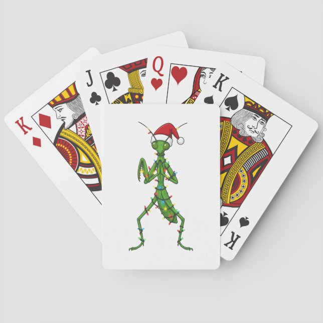 Praying Mantis Christmas Holiday Insect Bug Playing Cards (Back)