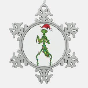 Praying Mantis Christmas Holiday Insect Bug Snowflake Pewter Christmas Ornament